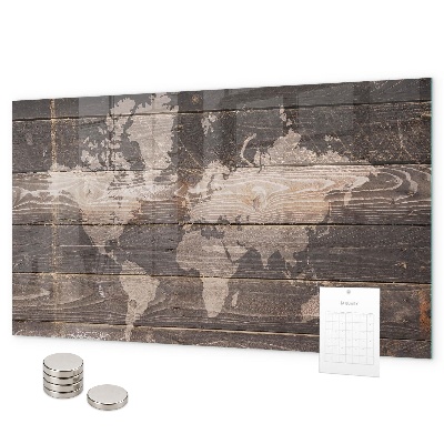 Magnettafel Weltkarte aus Holz
