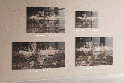 Magnettafel Weltkarte aus Holz