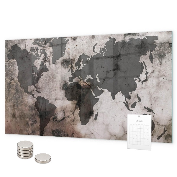 Magnetwand Weltkarte aus Beton
