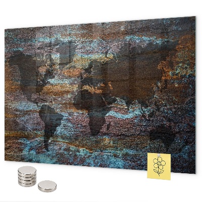 Magnettafel Rust-Weltkarte