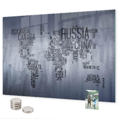 Magnettafel Weltkarte mit Bildunterschriften