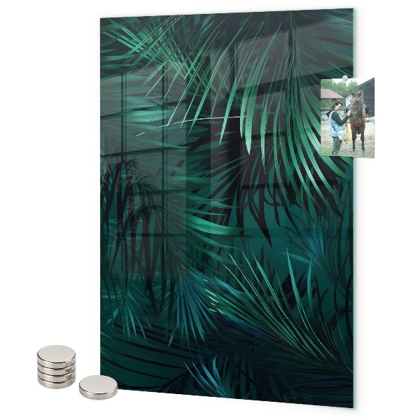 Glas magnettafel Dunkle tropische Blätter