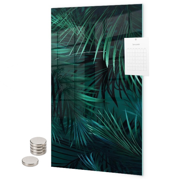 Glas magnettafel Dunkle tropische Blätter