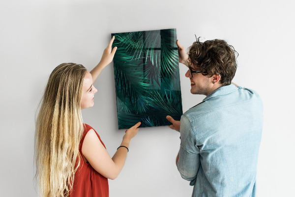 Glas magnettafel Dunkle tropische Blätter
