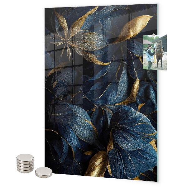 Glas magnettafel Dunkler Blumenlook