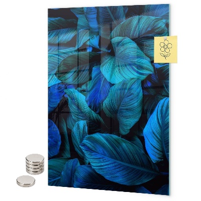 Glas magnettafel Blaue exotische Blätter