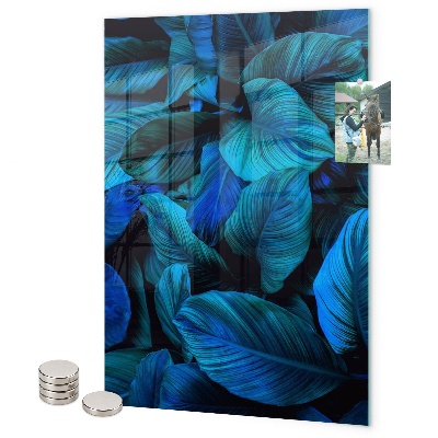 Glas magnettafel Blaue exotische Blätter