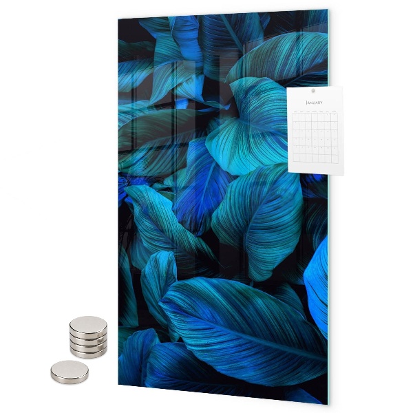 Glas magnettafel Blaue exotische Blätter