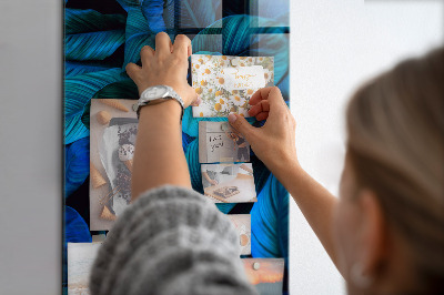 Glas magnettafel Blaue exotische Blätter