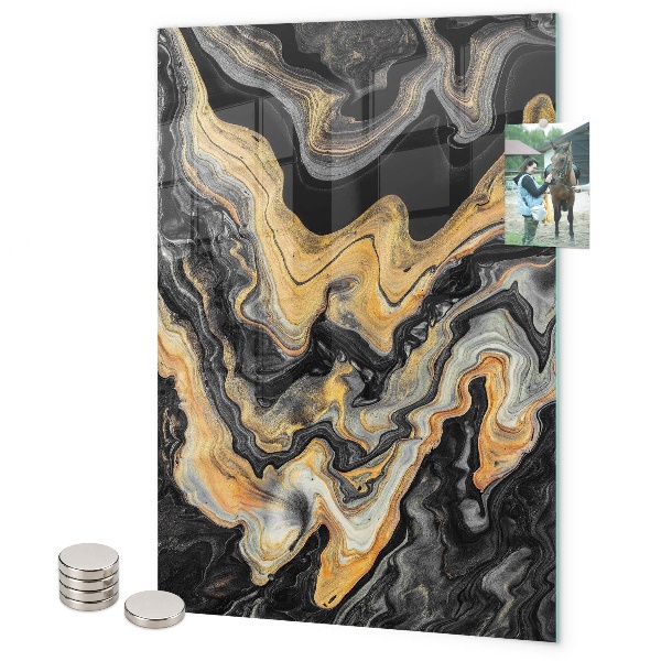 Glas magnettafel Goldener Marmor