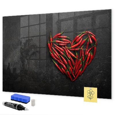Schreib magnettafel Ein Herz aus Paprika und Fotos von Erinnerungen
