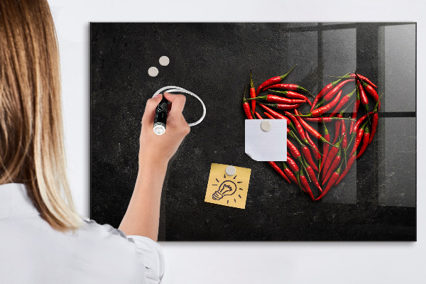 Schreib magnettafel Ein Herz aus Paprika und Fotos von Erinnerungen