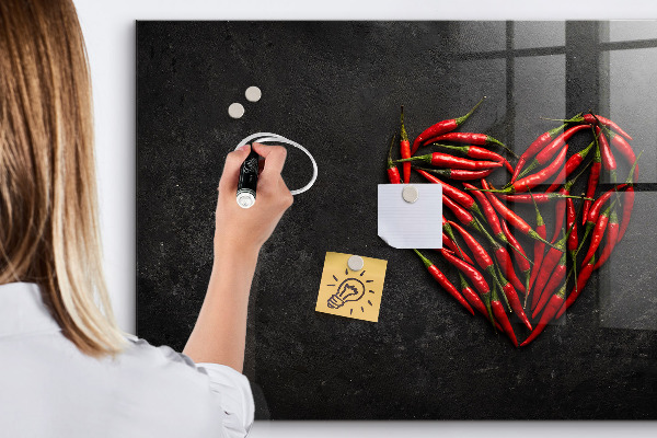 Schreib magnettafel Ein Herz aus Paprika und Fotos von Erinnerungen