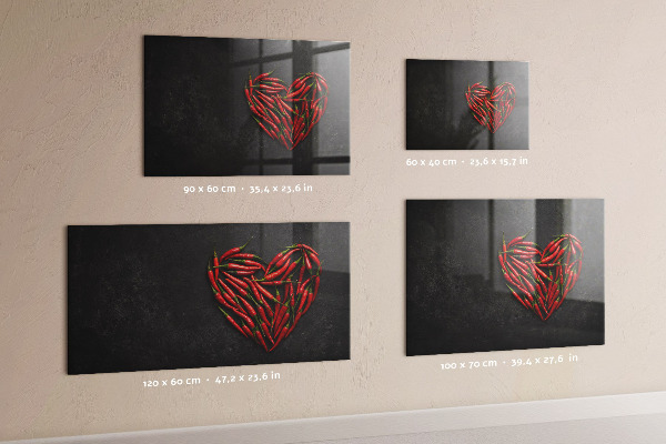 Schreib magnettafel Ein Herz aus Paprika und Fotos von Erinnerungen