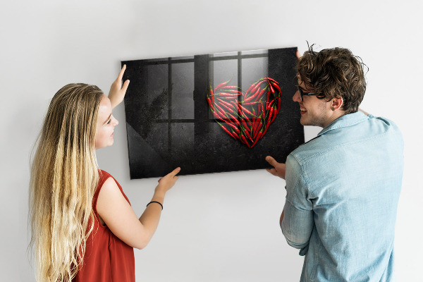 Schreib magnettafel Ein Herz aus Paprika und Fotos von Erinnerungen