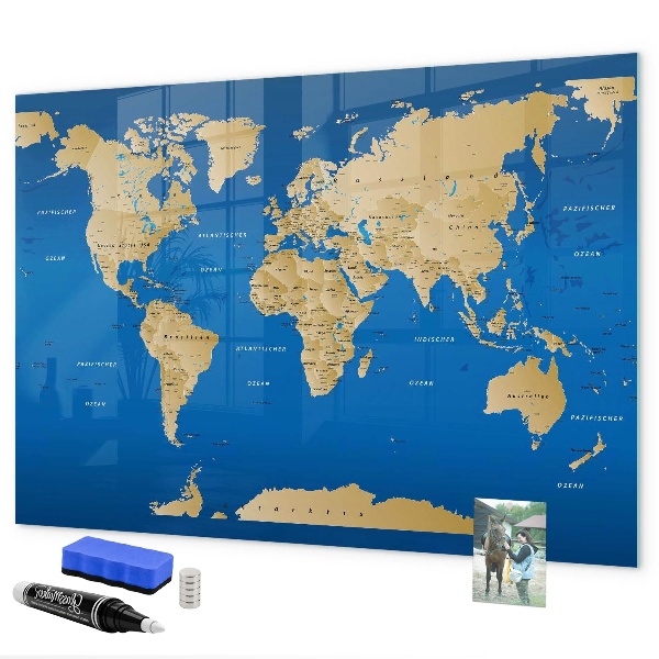 Schreib magnettafel Weltkarte mit Orten zum Markieren