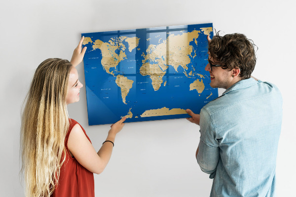 Schreib magnettafel Weltkarte mit Orten zum Markieren