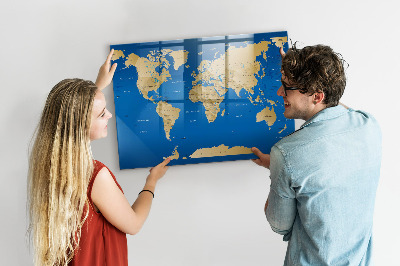 Schreib magnettafel Weltkarte mit Orten zum Markieren