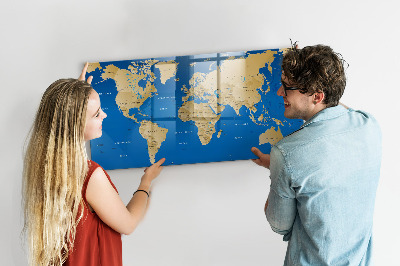 Schreib magnettafel Weltkarte mit Orten zum Markieren