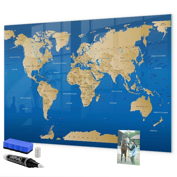 Schreib magnettafel Weltkarte mit Orten zum Markieren