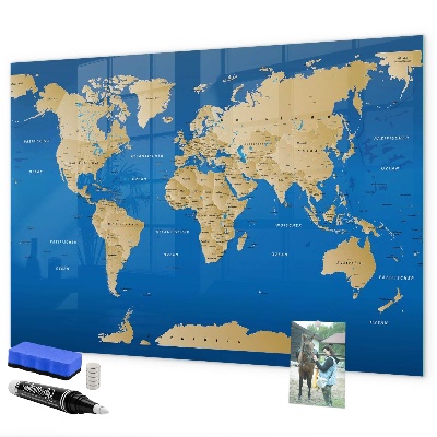 Schreib magnettafel Weltkarte mit Orten zum Markieren