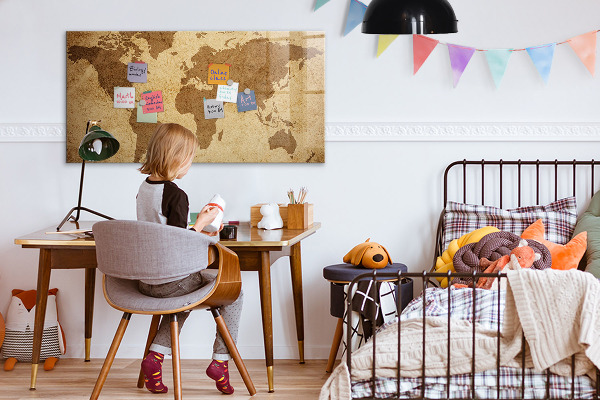 Magnettafel zum schreiben Weltkarte als Inspirationstafel