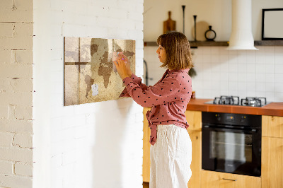 Magnettafel zum schreiben Weltkarte als Inspirationstafel