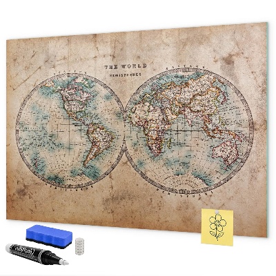 Magnettafel zum schreiben Weltkarte mit Platz für Fotos