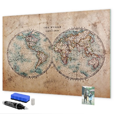 Magnettafel zum schreiben Weltkarte mit Platz für Fotos