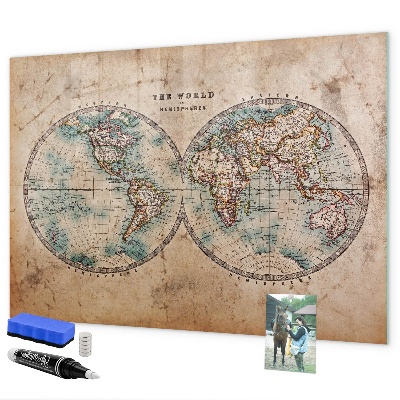 Magnettafel zum schreiben Weltkarte mit Platz für Fotos