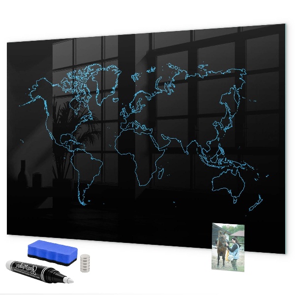 Schreib magnettafel Weltkarte mit Fotostandorten
