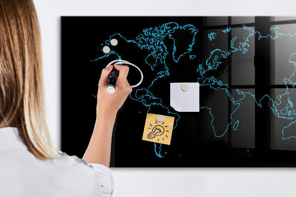 Schreib magnettafel Weltkarte mit Fotostandorten