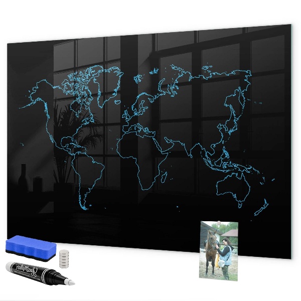 Schreib magnettafel Weltkarte mit Fotostandorten