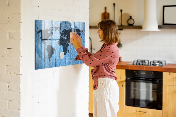 Schreib magnettafel Weltkarte mit Fotostandorten