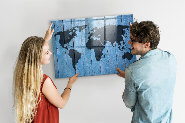 Schreib magnettafel Weltkarte mit Fotostandorten