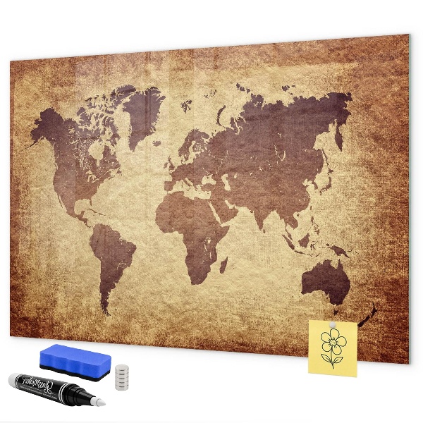 Magnettafel zum schreiben Weltkarte mit Fotostandorten
