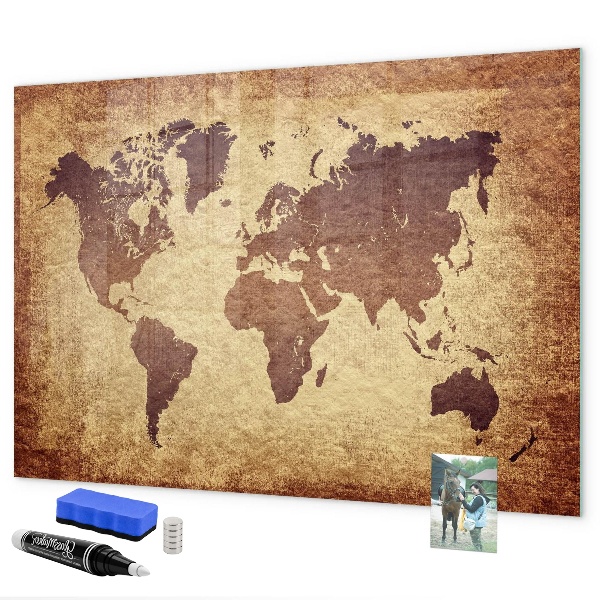 Magnettafel zum schreiben Weltkarte mit Fotostandorten