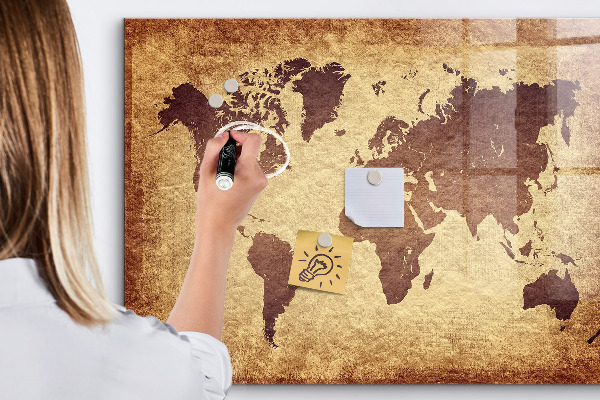 Magnettafel zum schreiben Weltkarte mit Fotostandorten