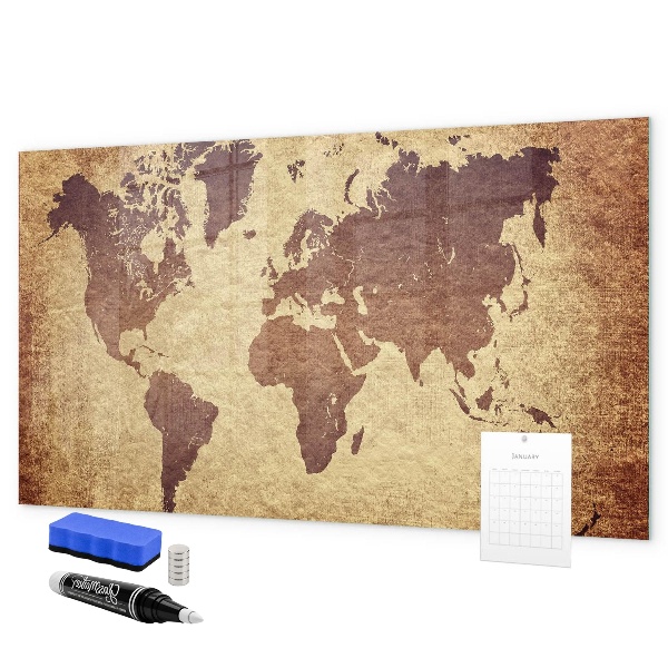 Magnettafel zum schreiben Weltkarte mit Fotostandorten