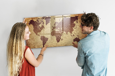 Magnettafel zum schreiben Weltkarte mit Fotostandorten