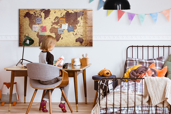 Magnettafel zum schreiben Weltkarte mit Fotostandorten