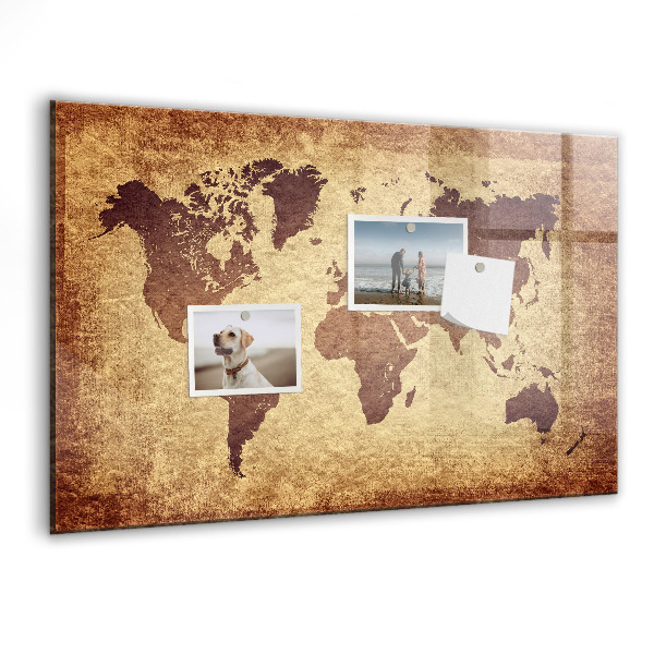 Magnettafel zum schreiben Weltkarte mit Fotostandorten