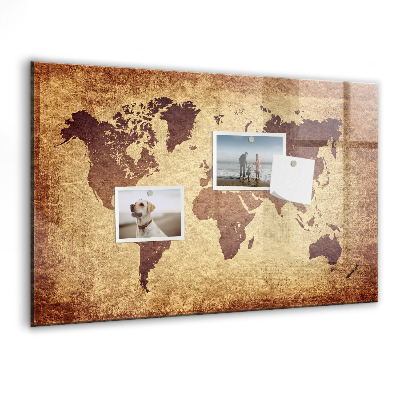 Magnettafel zum schreiben Weltkarte mit Fotostandorten