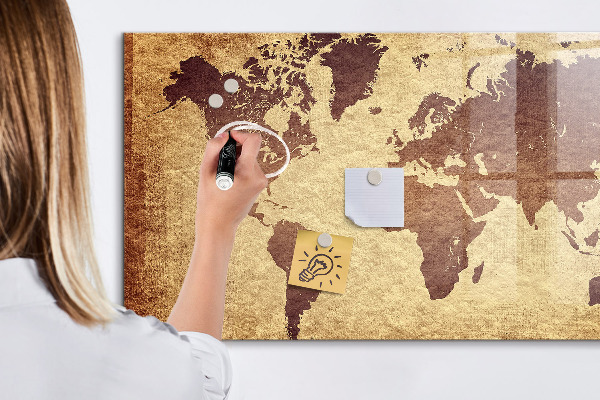 Magnettafel zum schreiben Weltkarte mit Fotostandorten