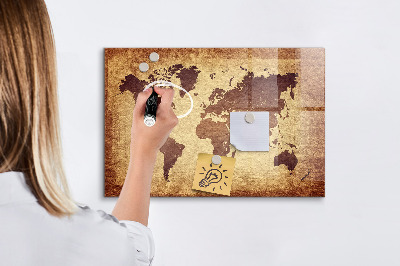 Magnettafel zum schreiben Weltkarte mit Fotostandorten