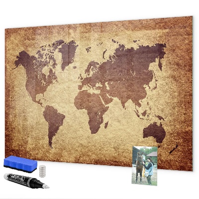 Magnettafel zum schreiben Weltkarte mit Fotostandorten