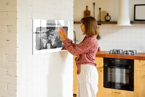 Schreib magnettafel Weltkarte mit Fotostandorten