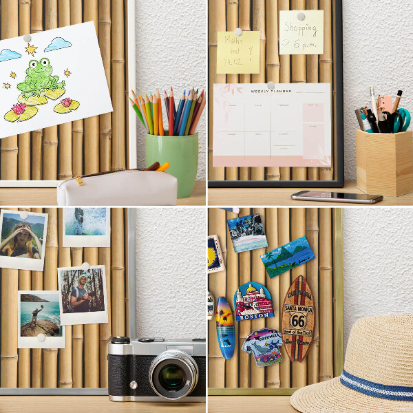 Wand-Magnettafel für Reisesouvenirs mit weißem Rahmen Bambusmuster