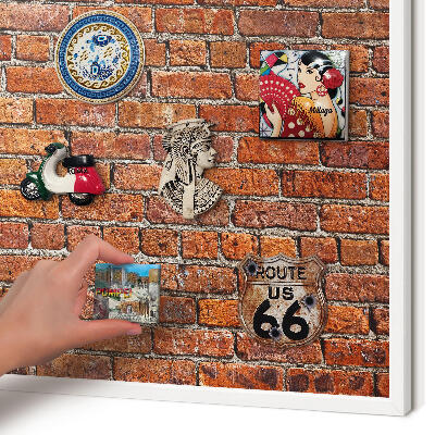 Magnettafel aus Metall für Souvenirs in weißem Rahmen Ziegelmotiv