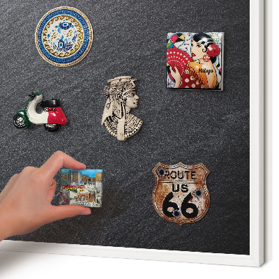 Wand-Magnettafel für Reisesouvenirs mit weißem Rahmen Graue Textur